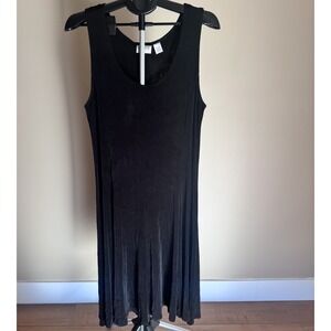 Chico's Travelers 3 = 16/18 Tank Dress Maxi Black Slinky Travel Work Cruise